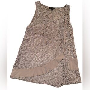 Picadilly, Knit Sleeveless Asymmetrical Tunic with Ruffles and Pocket Accent